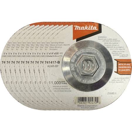 Makita GRINDING WHEELS 5" HUB (10pk) MP741417-B-10